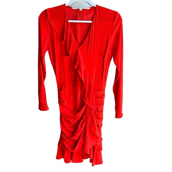 Veronica Beard Odessa Red Wrap Tie Front Long Sleeve sz 0 - Picture 6 of 8